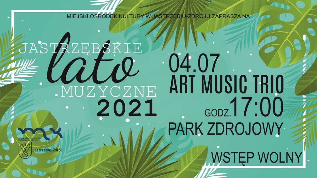 Plakat z napisem "Jastrzębskie lato muzyczne 2021"