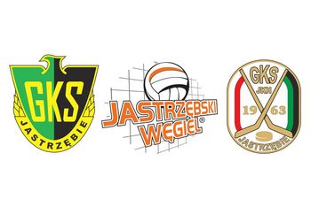 Logo GKS Jastrzębie, Jastrzębskiego Węgla i JKH GKS Jastrzębie.