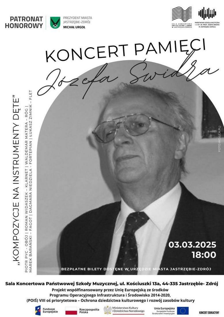 Plakat Koncertu Pamięci Józefa Świdra.