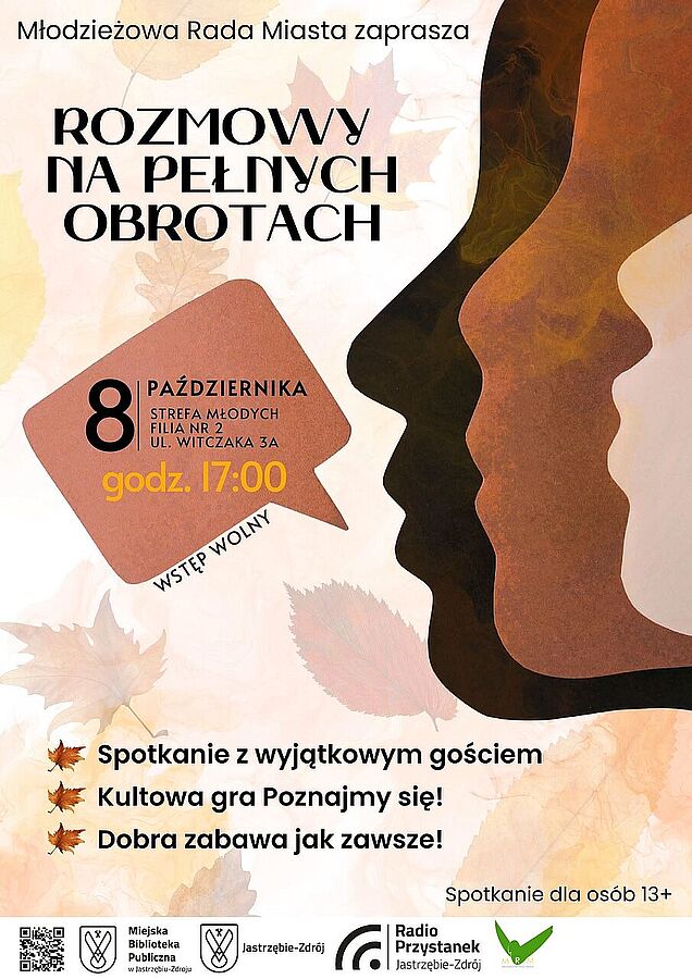 Rozmowy na pełnych obrotach W czwartek, 8 października, w filii nr 2 („Masnówka”) w Parku Zdrojowym, będzie okazja do ciekawych rozmów