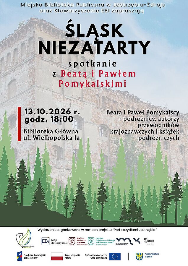 spotkania z Beatą i Pawłem Pomykalskimi, które odbędzie się 13 października o godz. 18:00 w Bibliotece Głównej