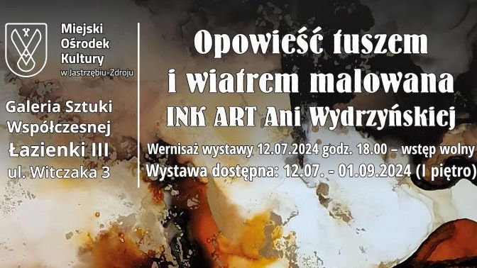 Plakat zacęca do odwiedzenia wystawy w Łazienkach III. 