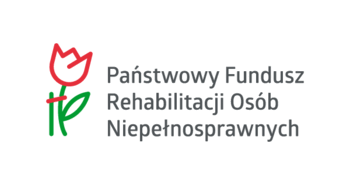 Logotyp z napisem Państwowy Fundusz Rehabilitacji Osób Niepełnosprawnych