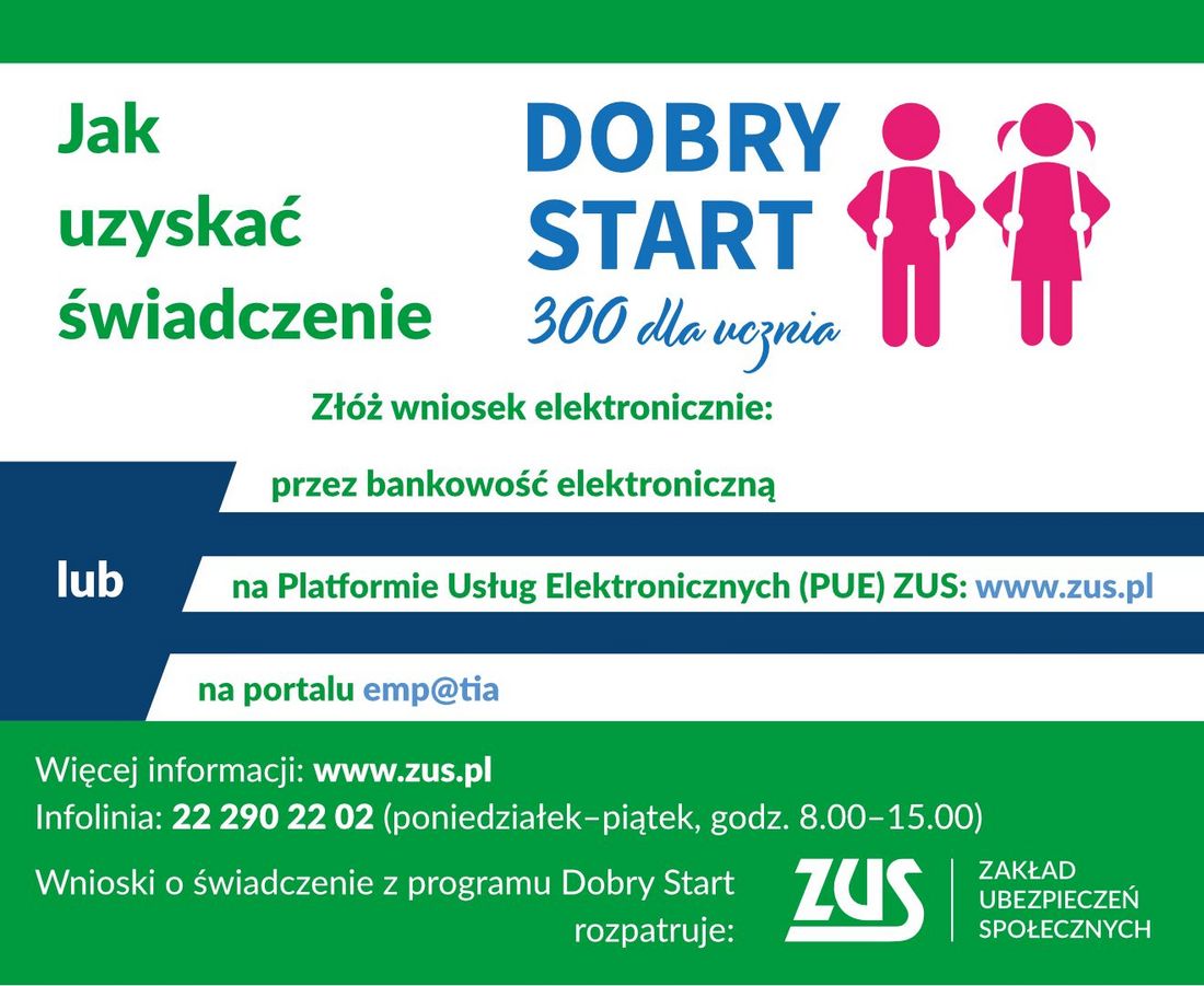 Baner z napisem "Dobry Start"