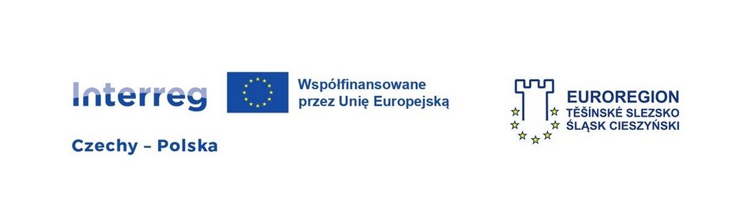 Logotypy – interreg czechy-polska, flaga unii europejskiej i napis współfinansowane przez unię europejską, logotyp euroregion śląsk cieszyński