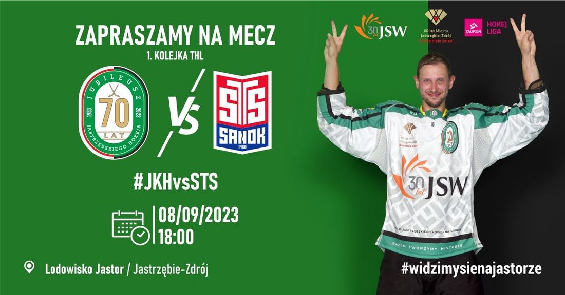 Zdjęcie przedstawia plakat zapraszający na piątkowy mecz - 9 września na 18:00.