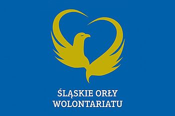 żółty orzeł na niebieskim tle 