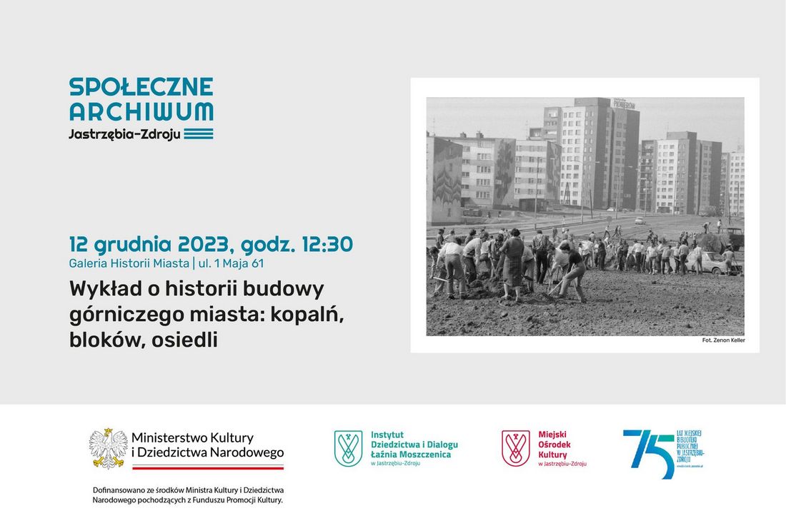 Zdjęcie przedstawia plakat promujący spotkanie w GHM.