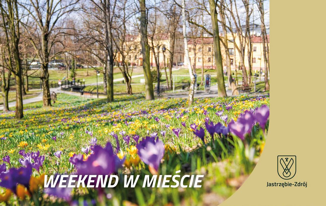 Kolorowe kwiaty i napis weekend w mieście