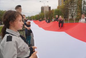 Zdjęcie przedstawia marsz w Dniu Flagi.