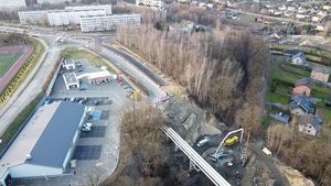 Widok z lotu ptaka na wiadukt na alei Piłsudskiego