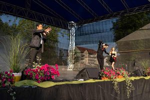 Artyści na scenie w Parku Zdrojowym.