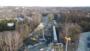 Widok z lotu ptaka na wiadukt na alei Piłsudskiego