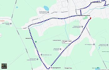 Mapa przejazdu korowodu w Sołectwie Szeroka.