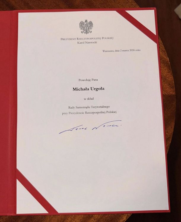 Akt powołania Prezydenta Michała Urgoła