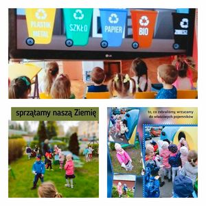 Kolaż: dzieci podczas zajęć edukacyjnych.