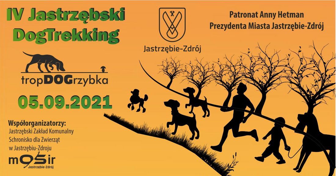 Baner z napisem IV JAstzrębski Dogtrekking, 5.09.2021