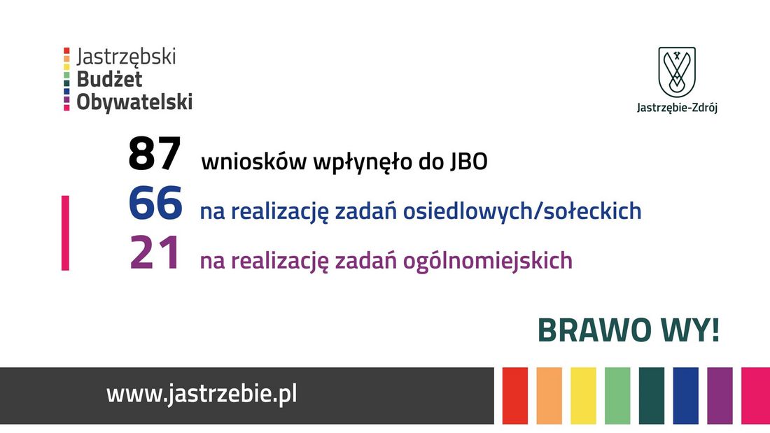 grafika na białym tle na dole ciemnozielony pasek z kolorowymi prostokątami pozostałe informacje zawarte w tekście
