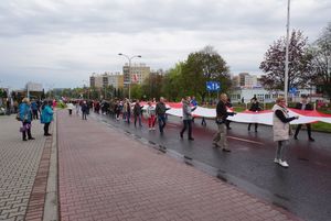 Zdjęcie przedstawia marsz w Dniu Flagi.
