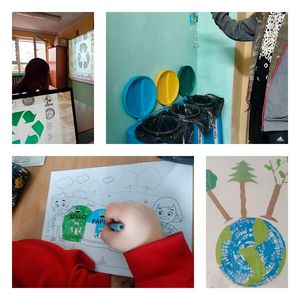 Kolaż: dzieci podczas zajęć edukacyjnych.