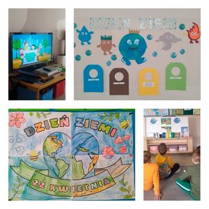 Kolaż: dzieci podczas zajęć edukacyjnych.