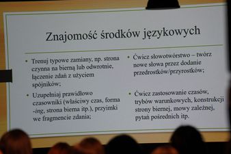 tablica z informacjami z języka polskiego 