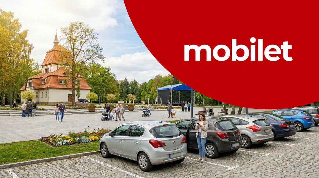 parking przy Parku Zdrojowym z logo mobilet