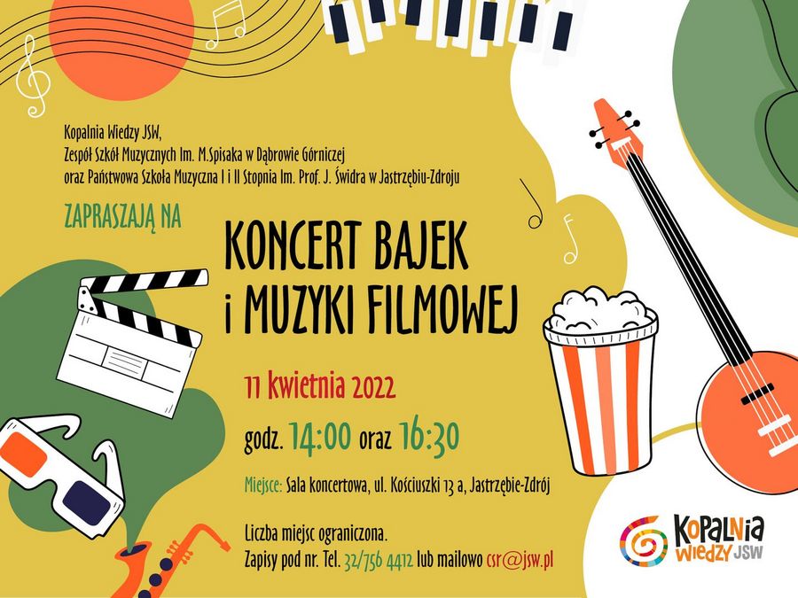 plakat koncertu bajek i muzyki filmowej