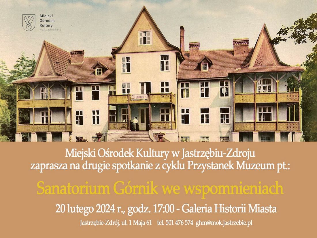 Zdjęcie przedstawia plakat zapowiadający spotkanie z cyklu "Przystanek Muzeum".