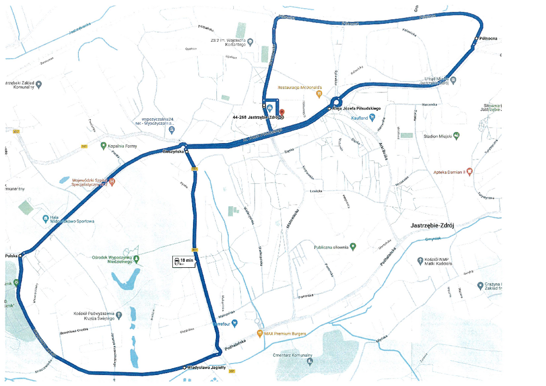 Mapa przebiegu przejazdu. 