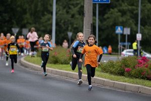 Zdjęcie przedstawia biegnących zawodników.