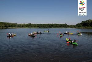 Widok na kajaki w wodzie.