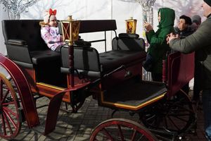 Zdjęcie przedstawia dzieci w bryczce.