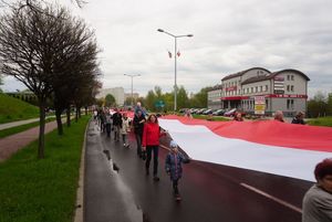 Zdjęcie przedstawia marsz w Dniu Flagi.