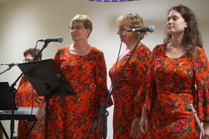 Występ zespołu Pawłowickie Babeczki - trzy kobiety na scenie