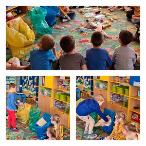 Kolaż: dzieci podczas zajęć edukacyjnych.