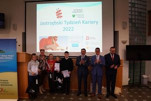 Zdjęcie przedstawia uroczystość podsumowania XIV edycji Jastrzębskiego Tygodnia Kariery