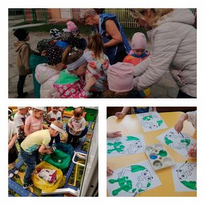 Kolaż: dzieci podczas zajęć edukacyjnych.