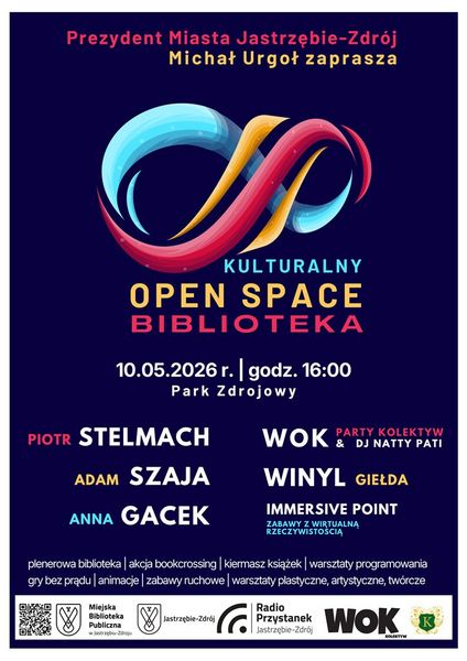 niebieska, żółta i czerwona spirala na filoetowym tle pozostałe informacje zawarte w tekście