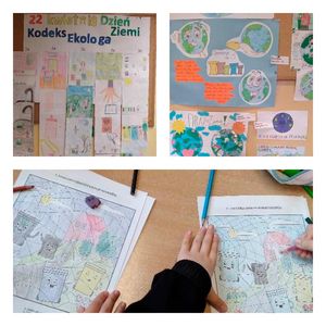 Kolaż: dzieci podczas zajęć edukacyjnych.