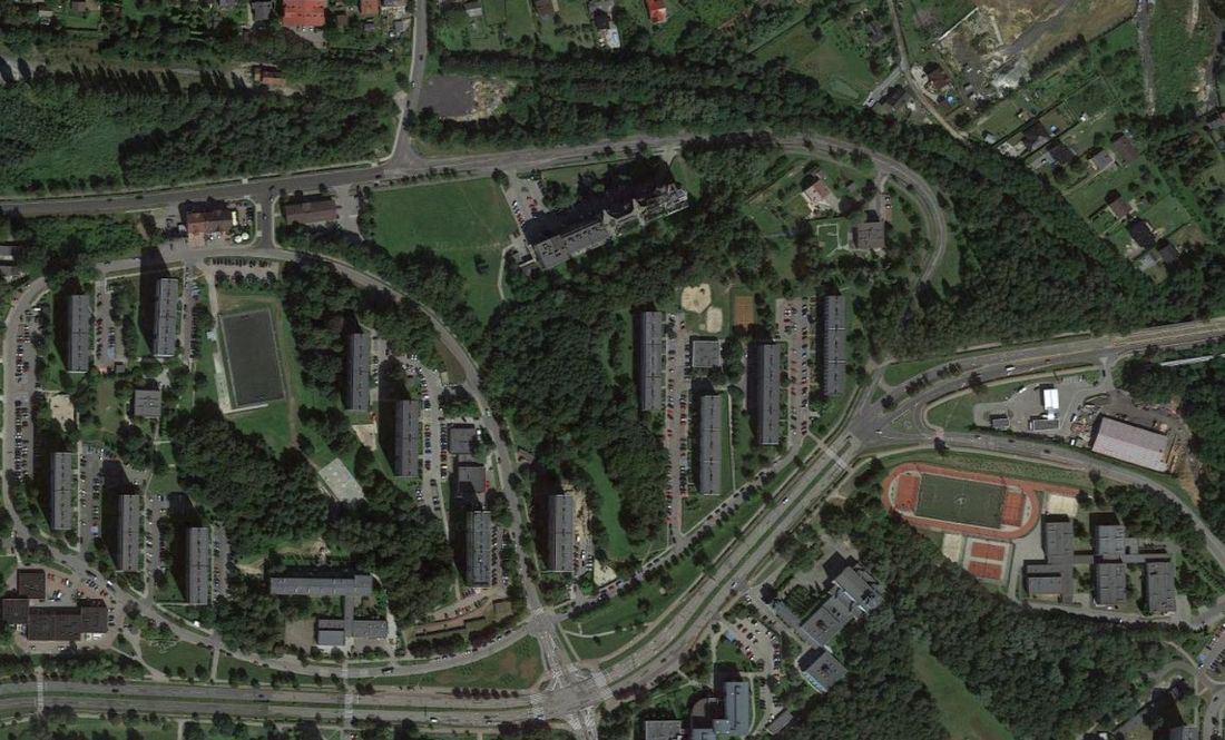 Widok z lotu ptaka na okolicę ulicy Północnej