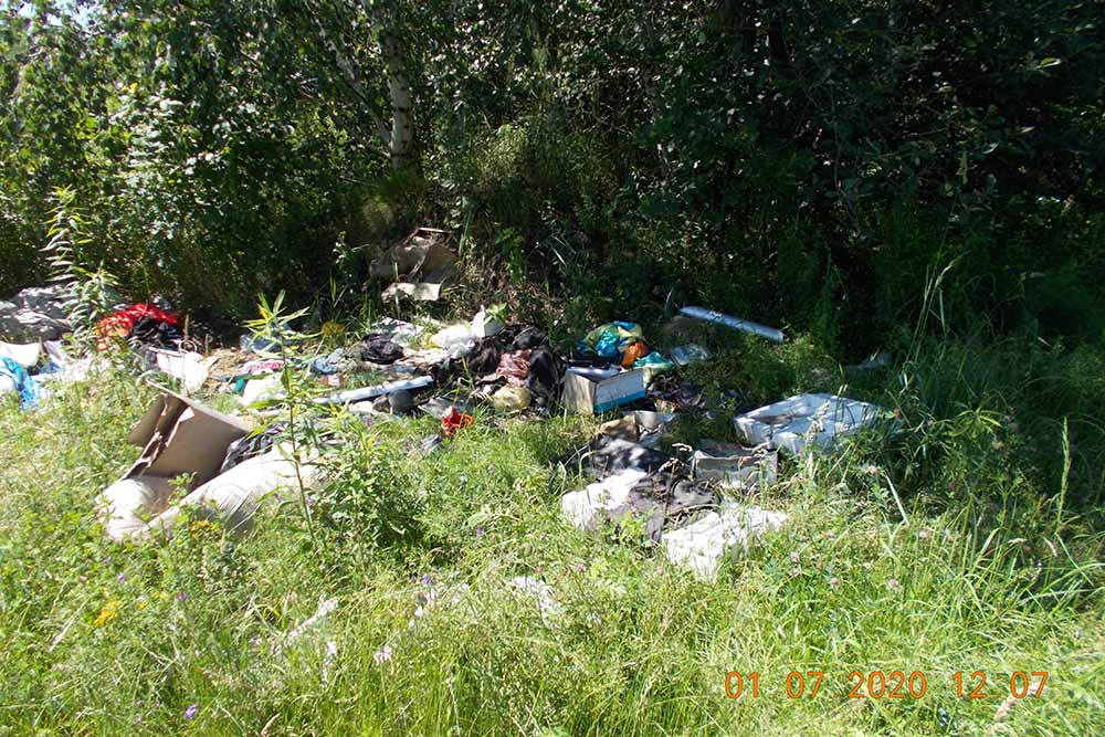 Zdjęcie dzikiego wysypiska śmieci.