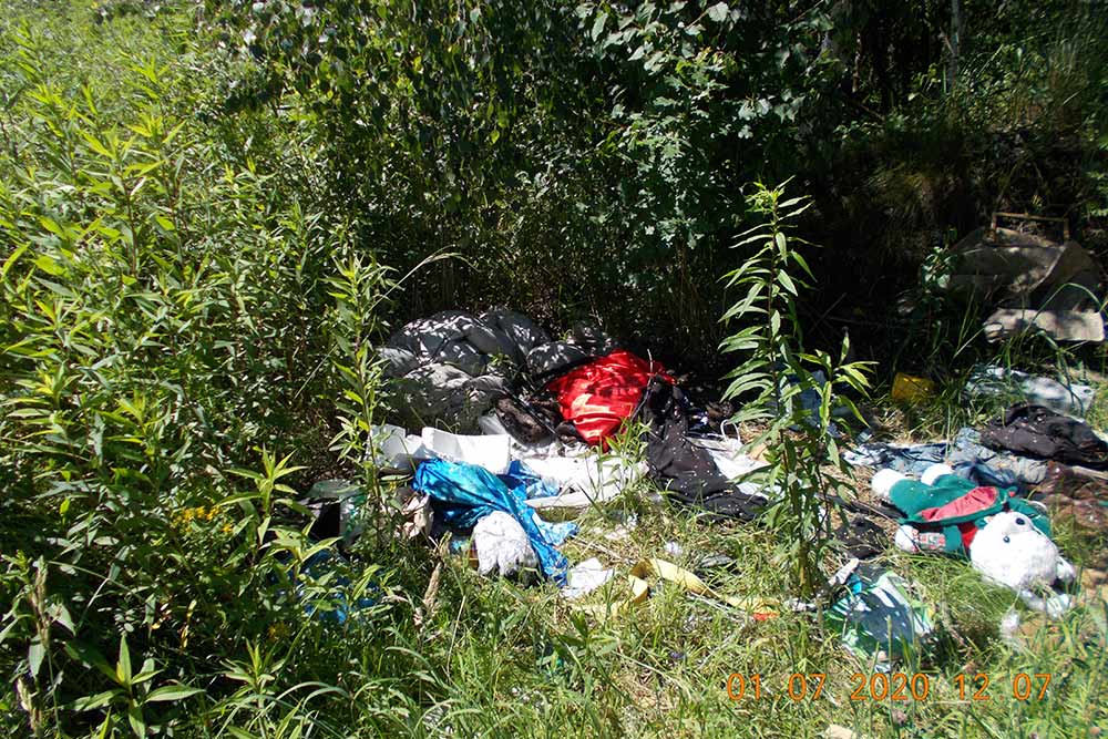 Zdjęcie dzikiego wysypiska śmieci.