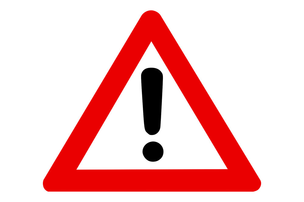 Grafika: trójkątny znak z wykrzyknikiem.