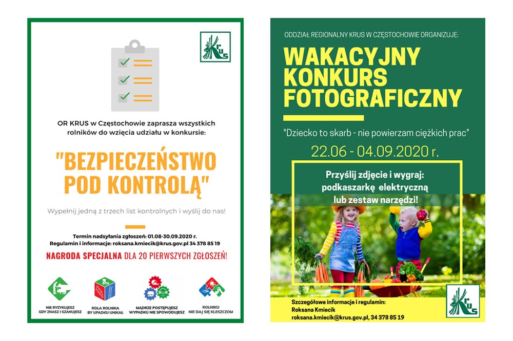 Plakaty konkursów organizowanych przez KRUS