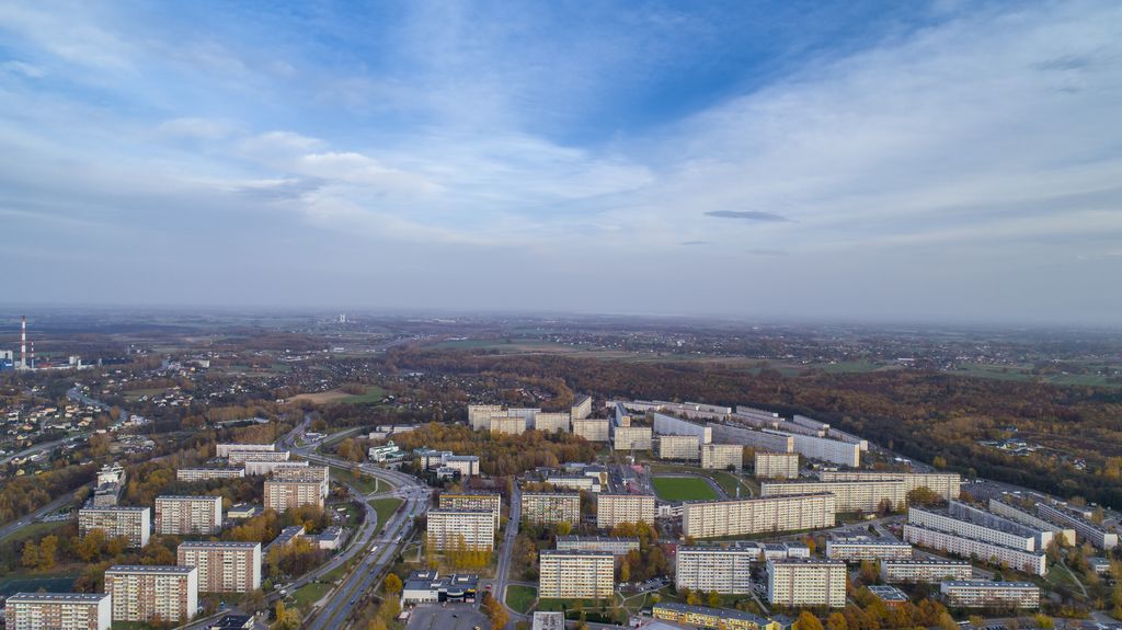 Bloki i ulicy z lotu ptaka w Jastrzębiu-Zdroju