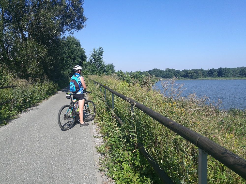 Rowerzysta na Żelaznym Szlaku Rowerowym