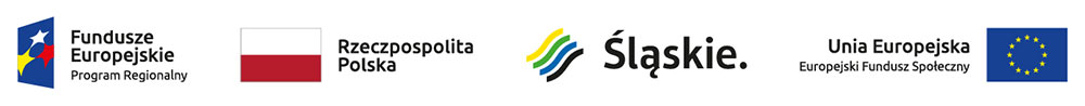 Logo, Funduszy Eurpejskich, Flaga Rzeczpospolitej Polskiej, logo województwa Śląskiego oraz flaga Unii Europejskiej.