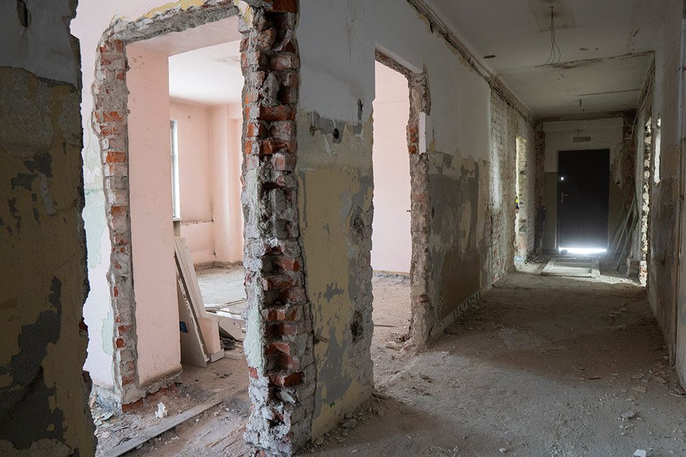 remontowane pomieszczenia w budnku na Gagarina