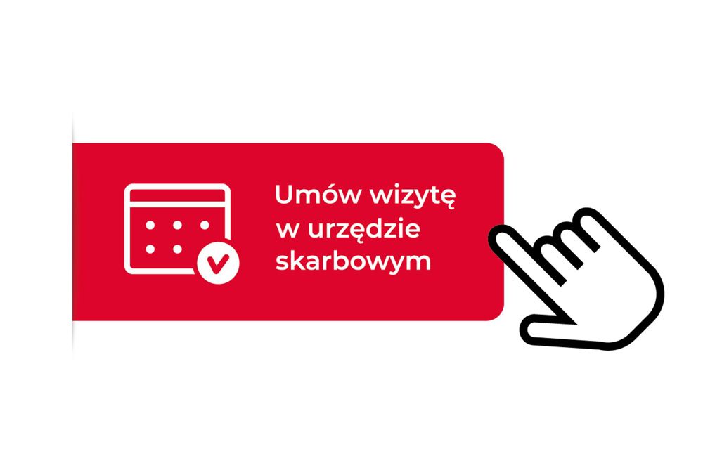 Plakat z napisem "umów wizytę w urzędzie".